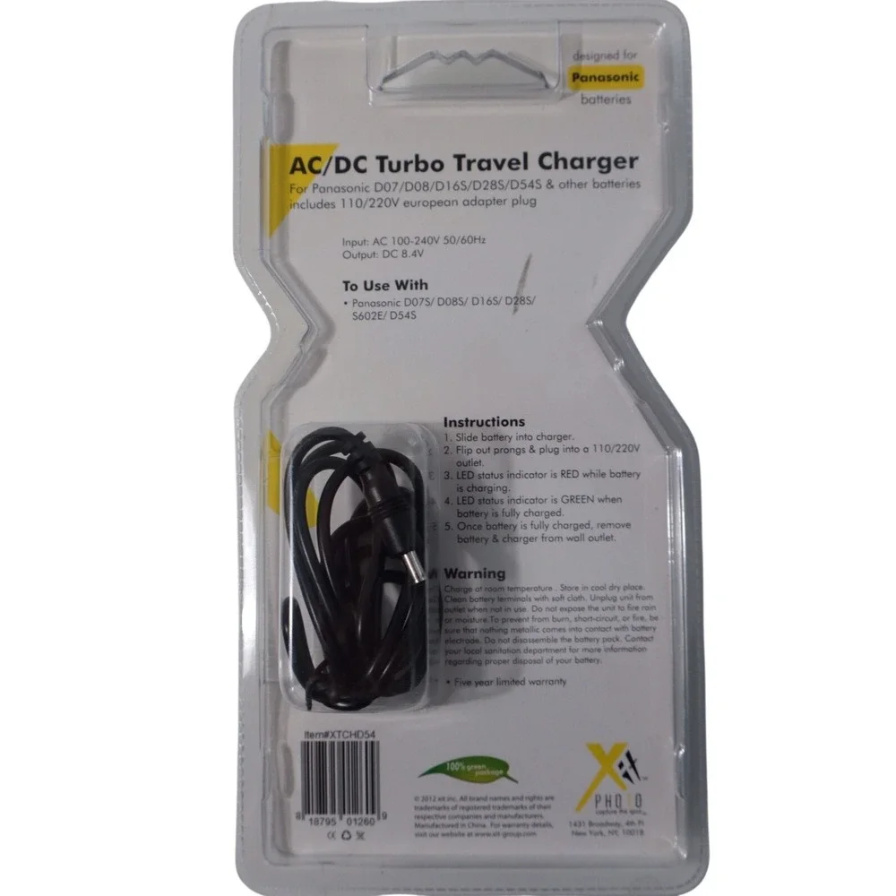 Photo AC/DC Turbo Travel Charger For Panasonic D07/D08/D16S Batteries